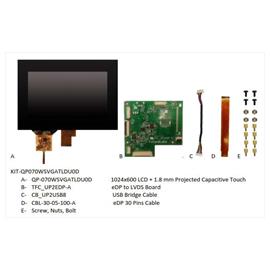7-inch Display TFT 1024x600 + PCAP touchscreen with 1.8mm glass and black border