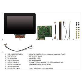 15-inch Display TFT 1024x768 + PCAP touchscreen with 3.0mm glass and black border